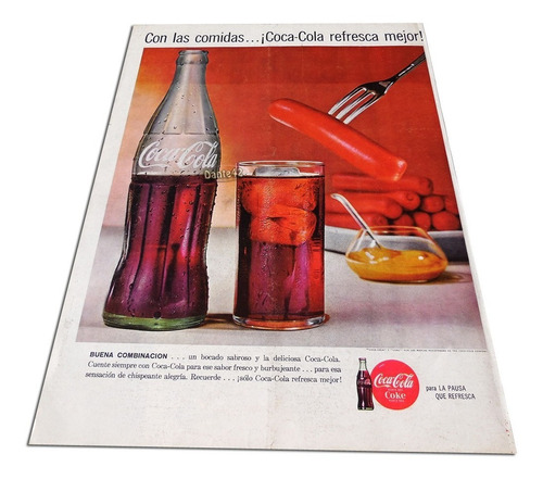 Dante42 Publicidad Antigua Retro Gaseosa Coca Cola 1962