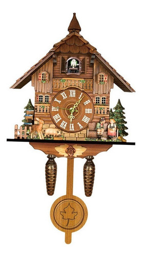 Reloj de cuco de madera creativo, reloj de pared, color de marco fijo, color de fondo fijo