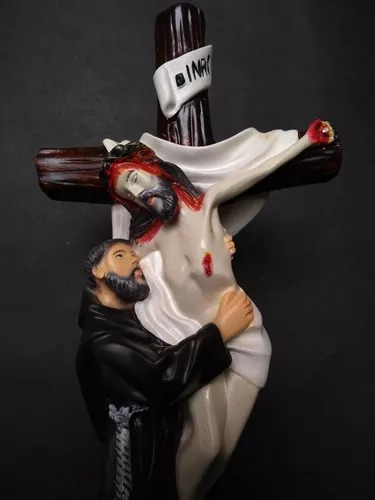 Imagem São Francisco De Assis Abraçando Cristo Abraco Jesus Cor Pintura A Mão
