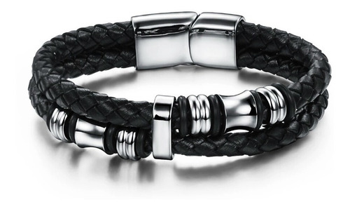 Manilla - Pulsera Para Hombre En Cuero Y Acero Inoxidable