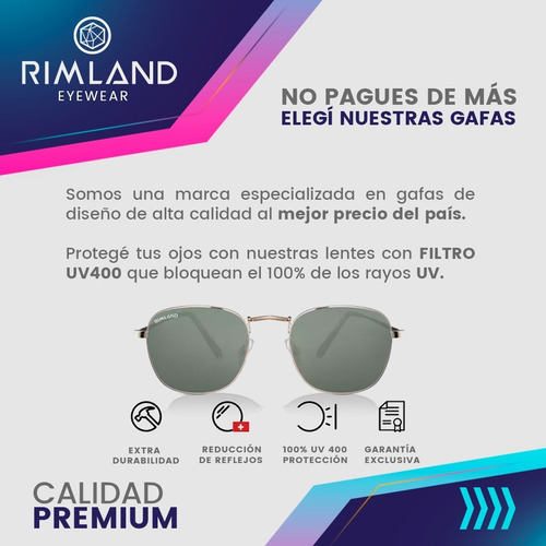 Imagen 5 de 8 de Anteojos De Sol Rimland Bali Lente Verde Oscuro
