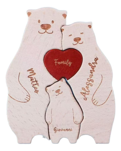 Familia De, Rompecabezas De Arte De Madera, Regalo De 3