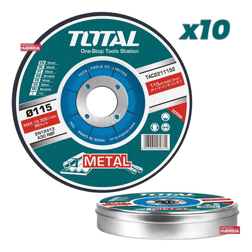 Disco Corte Metal Acero 4-1/2'' X 10 Unds Total Amoladora 