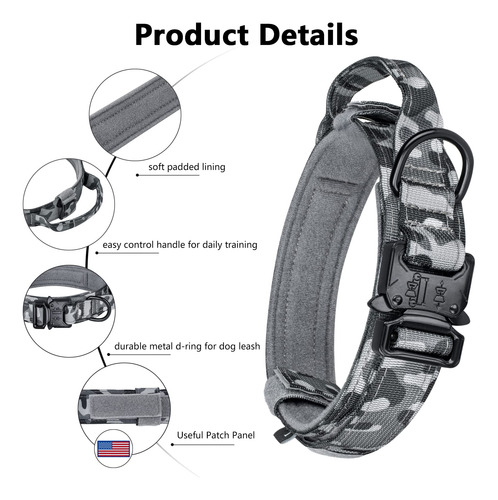 Collar Táctico Para Perros Daganxi De Nailon Ajustable Con A