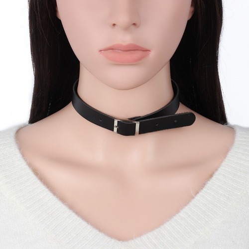 Gargantilla Gótica Con Cuello De Cuero Geométrico Negro Punk