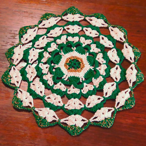 Centro De Mesa Tejido A Crochet Verde Vbdd34