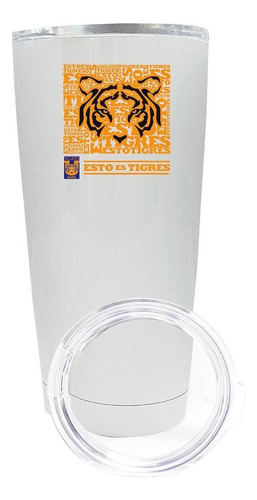 Termo Vaso Térmico Tigres Uanl 20 Oz Esto Es Tigres Od77288 Color Blanco