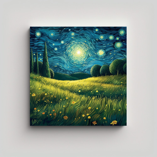 60x60cm Cuadro Inspirado En Noche Estrellada: Concepto Innov