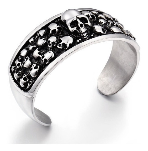 Calaveras Craneos Pulsera Brazalete Acero Inox Hombres Gtr34