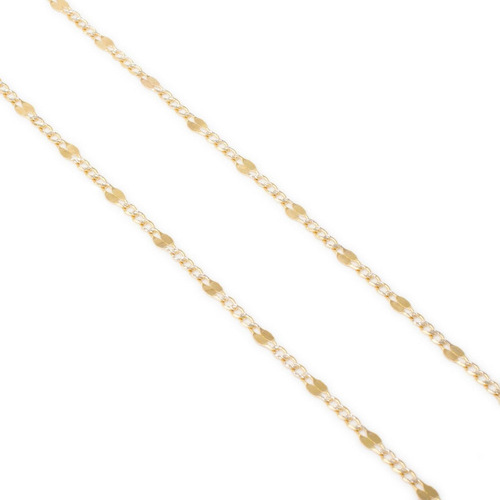 Cadena Figaro 3x1 Fina Bitono 2.5mm 60cm Oro Italiano 10k Color Dorado
