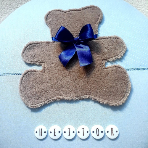 Imagem 3 de 7 de Quadro Maternidade Azul De Ursinho 35cm Nome Simples
