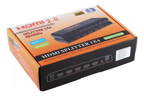  Splitter Hdmi 1 A 4 Puertos Hdtv 2.0 60hz + Audio Auxiliar