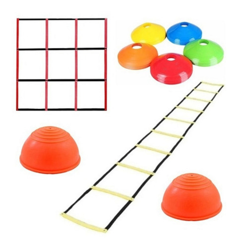 Imagen 1 de 5 de Kit Entrenamiento Escalera Coordinacion Cono Aro Soga Salto