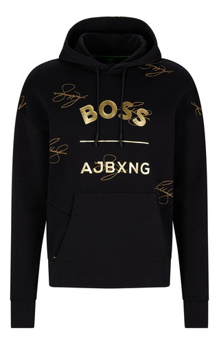 Sudadera Boss De Caballero Con Logo Estampado Dorado Y Gorro