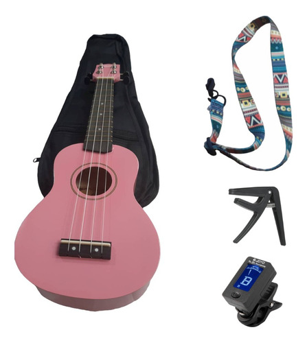 Pack Ukelele Soprano Funda + Capodastro + Correa + Afinador