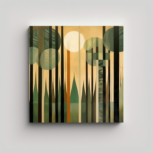 30x30cm Cuadro Decorativo Abstracto Bosque Tranquilo Estilo 