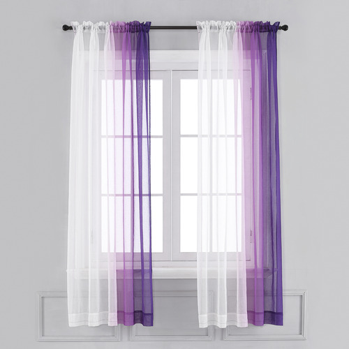Cortinas De Lino Sintético Transparente Ombre, Juego De 2, 5