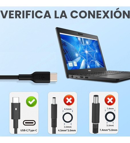 Cargador Para Laptop 65w Usb Tipo C 20v 3.25a Negro
