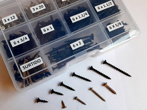 Kit Tornillos Aguja Madera Gavetero Surtido 525 Unid Surtido