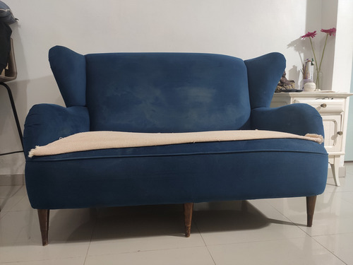 Sillón Berger 2 Plazas Azul Para Restaurar Azul Liso (Usado)