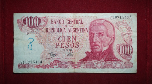 Billete 100 Pesos Ley 1972 Serie A Bottero 2388 Tirada Corta