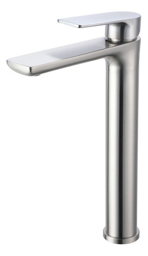 Llave Mezcladora Monomando Alta De Lavabo Inoxidable Mb-678 Acabado Satinado Color Plateado