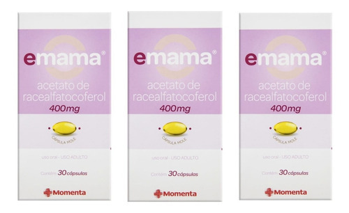 Kit C/3 Caixas Emama 400mg Com 30 Cápsulas Sabor Sem Sabor
