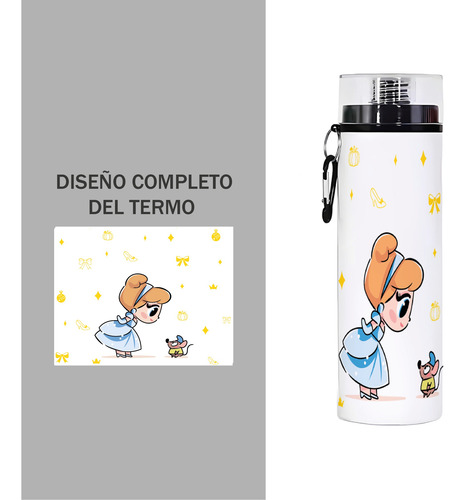 Termo Cilindro Princesas Botella 750ml Cenicienta