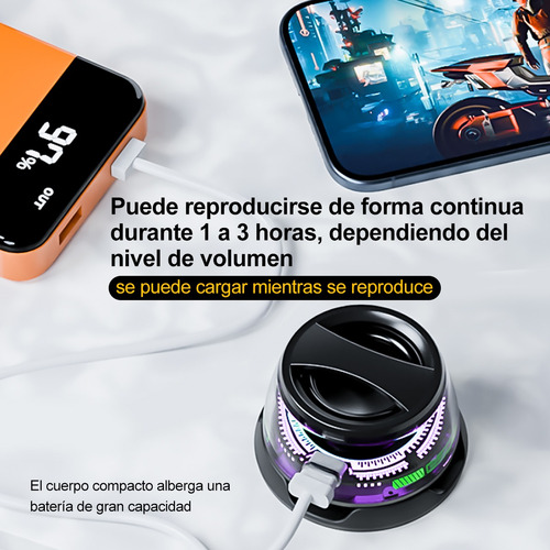 Altavoz Magnético Portátil Para Bluetooth Multifuncional Rgb Negro