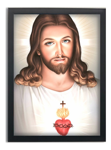 Quadro Jesus 33cmx45cm Decoração Fé Cristo Moldura