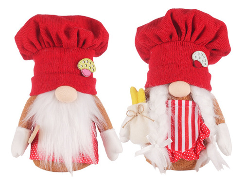 Gorro De Chef De Punto Rojo Navideño, Rudolph Doll, Decoraci