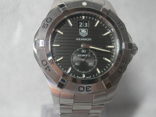 Relogio Tag Heuer Aquagracer Waf1014 Big Date Autêntico Prateado Prateado Preto (Usado)
