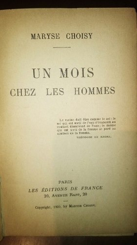 Libro Antiguo Un Mois Chez Les Hommes Maryse Choisy 1 Ed 29