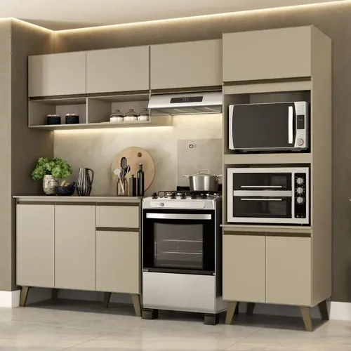 Armário ​Cozinha Completa Atlanta Essence Carraro Amêndoa