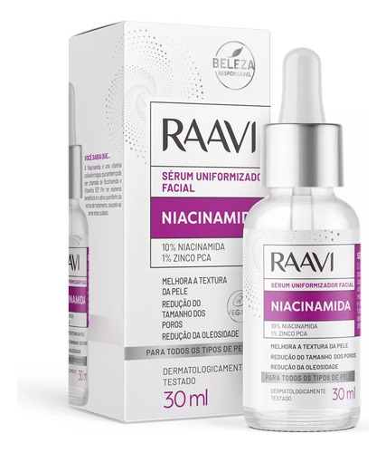 Sérum Uniformizador Facial Niacinamida Raavi 30ml