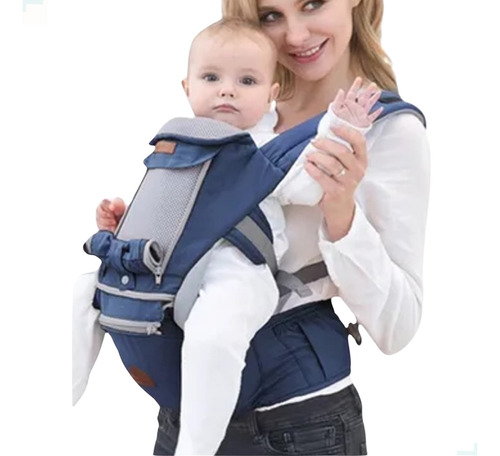 Bolsa Canguru Ergonômico Bebê Azul Mamãe 12 Posições Aiebao