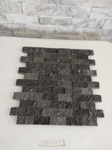 Piedra Recinto Volcánico En Malla , Para Fachadas Y Muros Negro Mate