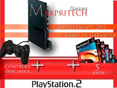 Playstation 2 - Completo +1 Controle+5 Jogos+barato