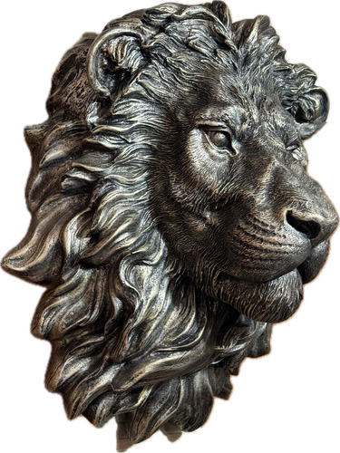 Cabeza De Leon Cromado De Resina Para Pared De Decoración