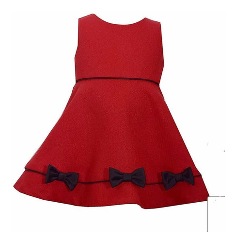 Abrigo Con Vestido Rojo Con Moños Para Bebé Navidad