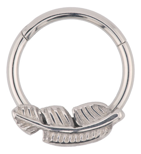 Clicker Septum Conch 16g Piercing De Titanio Con Pluma Hoja Diámetro Interno 10mm