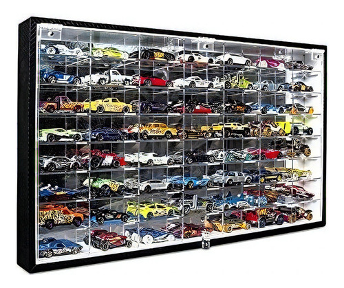 J Jackcube Design - Vitrina Fundida A Presión Jackcubedesign Hot Wheels A Escala 1 64, Estante De Almacenamiento, Soporte De Pared Para 56 Hot Wheels (negro, 24,61 X 13,78 X 2,05 Pulgadas) -mk184