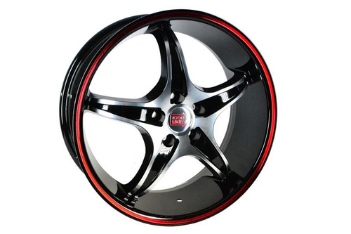 Llanta Sportiva Mm4 18x7.50 5x100 Negra C/labio Rojo 35