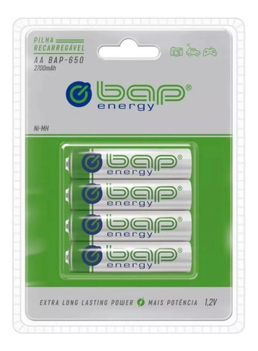 Pilha Recarregavel Aa Bap650 2700mah C/4