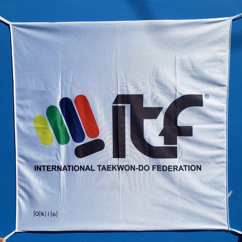 Bandera Taekwondo Itf Logo De 1m X 1m