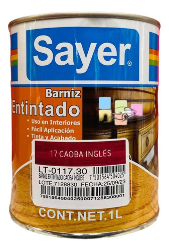 Barniz Entintado Barniz Para Madera Fácil Uso 11 Tono Sayer 