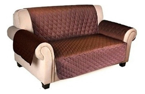 Funda Cubre Protectora Reversible Para Sofa 2 Cuerpos Color Marrón