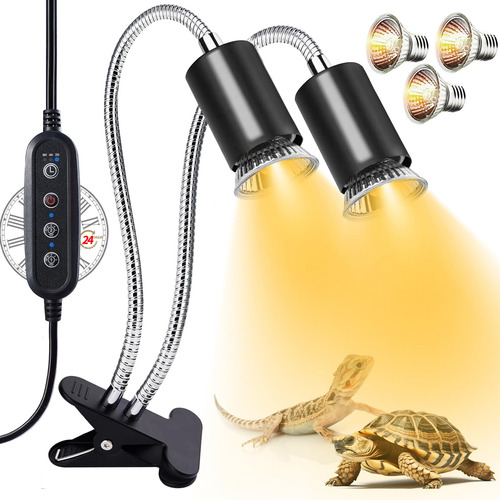 Lámpara De Calor Doble Cabezal Tortuga Uva/b, Control Separa