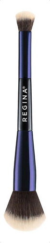 Brocha Base De Maquillaje Doble 103 Regina Etiqueta Azul Color Negro