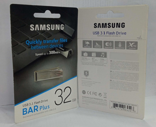 Pendrive Samsung 32gb Bar Plus Usb 3.1 Flash Drive 300mb/s